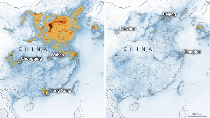 Čisté nebe nad Pekingem: satelitní snímky ukazují, jak se díky koronaviru zlepšilo ovzduší
